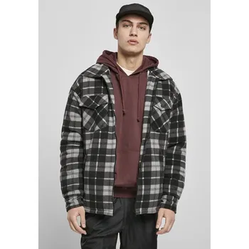 Pánská košile Urban Classics Plaid Teddy Lined Shirt Jacket black/white - M