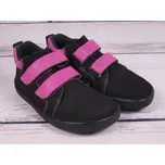 Celoroční kožené boty EF BAREFOOT ROSA černorůžové s voděodolnou membránou velikost: 29