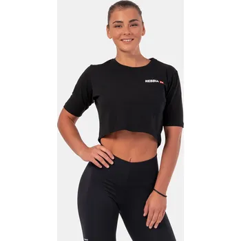 Dámské tričko Nebbia Minimalist Logo NEBBIA crop top 600 černá L