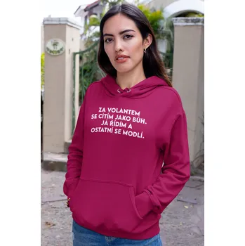 Dámská mikina Dámská mikina Řídím jako bůh Barva: Purpurová, Velikost: M