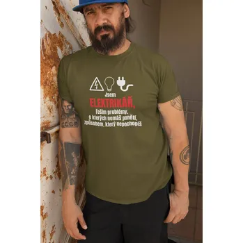 Pánské tričko Elektrikář Barva: Khaki, Velikost: 4XL