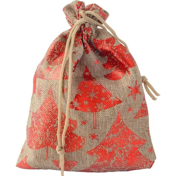 Dárková krabička Šperky4U Vánoční látkový sáček 103 x 140 mm - KR1038-R