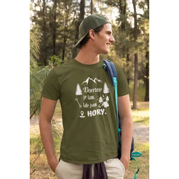 Pánské tričko Pánské tričko Domov je tam, kde jsou hory Barva: Khaki, Velikost: M