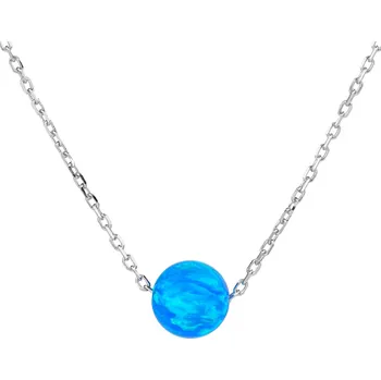 Řetízek Bealio BEALIO Stříbrný náhrdelník KULIČKA 7 mm modrý OPÁL Délka řetízku: 40+5 cm 03-09067-0942