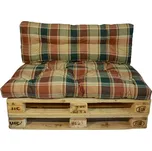 LKV Lomnice Polstr na paletový nábytek s opěrkou - hnědozelená kostka