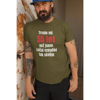 Pánské tričko Pánské tričko Trvalo mi 55 let Barva: Khaki, Velikost: L