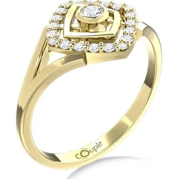 Prsten Couple, Originální prsten Kostka, žluté zlato se zirkony, vel.: 59, ø18,8 mm, 6610314-0-59-1