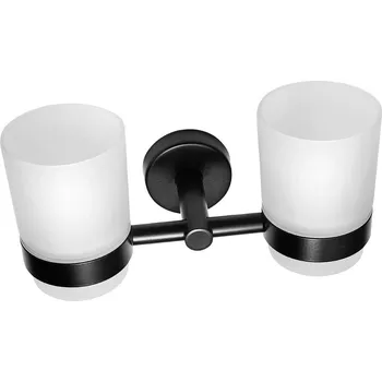 Držák na kartáček SLZD 15N - Držák kartáčků dvojitý nerez/sklo, černý 62151