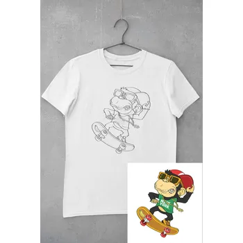 Dětské tričko vymaluj si Opice na skateboardu Velikost: 146