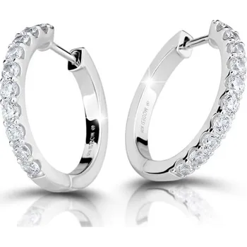 Náušnice Třpytivé stříbrné kruhové náušnice se zirkony M23081 Modesi