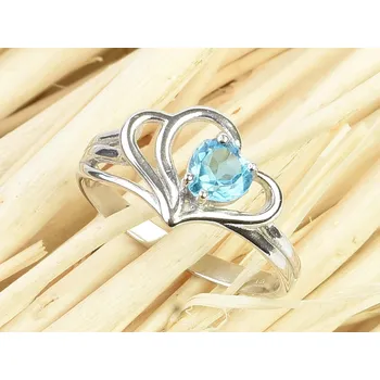 Prsten Topaz swiss blue srdce prsten standard brus Ag 925/1000 + Rh
