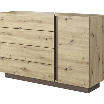 Komoda Eoshop Komoda CORA 138 1D4S, Dub Artisan / Dub Artisan / Černý Grafit