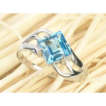 Prsten Topaz swiss blue kosočtverec zdobený prsten Ag 925/1000 + Rh