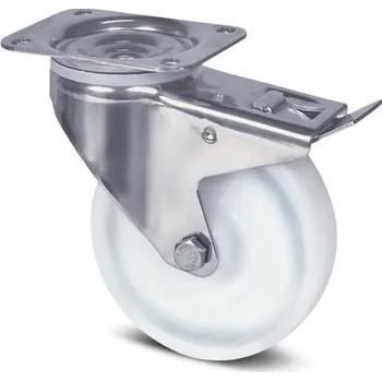Pojezdové kolečko TENTE KOLEČKA Kolečko nerezové pro transportní zařízení 125mm, s brzdou, plotýnka, 8477UOO125P62