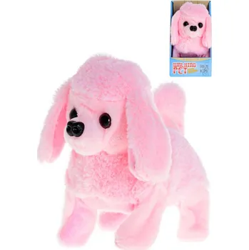 plyšák Mikro Trading Chodící pudl 15,5 cm růžový