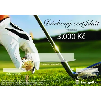 Dárkový potravinový koš Bestgolf Dárkový certifikát pro golfistu v hodnotě 3000 Kč Design certifikátu: Driver + Dárková krabička týček