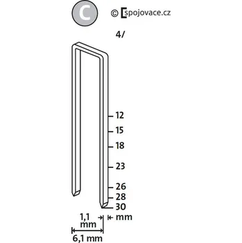 Průmyslová sponka Spony Novus "C" typ 4, délka 12 mm, 1100 ks