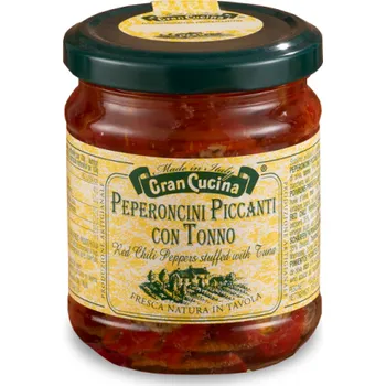 Omáčka Červené pikantní chilli papričky s tuňákem 180g Gran Cucina