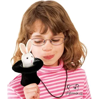 plyšák Folkmanis Králík v klobouku na prst plyšový