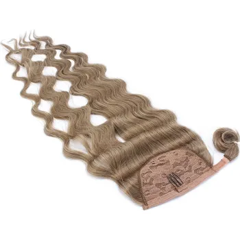 Příčesek Clip in culík z pravých lidských vlasů vlnitý 60cm - světle hnědá