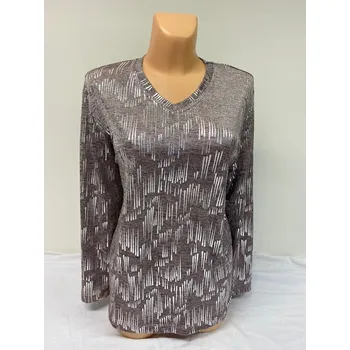 Dámská tunika Pulovr se stříbrným vzorem KLOPA XXL, Barva Jako na obrázku, Velikost XXL52, Materiál 98% Polyester 2% Lycra