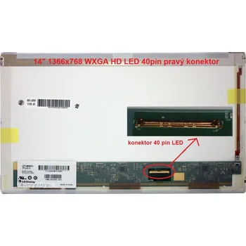 Náhradní displej pro notebook LTN140AT02-003 LCD 14" 1366x768 WXGA HD LED 40pin pravý konektor display displej lesklý povrch