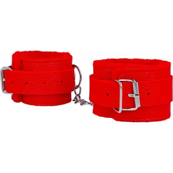 LOLO červená pouta na nohy s kožíškem