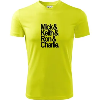 Mick Keith Ron Charlie - Dětské triko sportovní (dresovina) - 146 cm/10 let ( Neonově žlutá )
