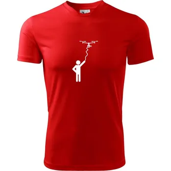 Chlapecké tričko Dron na kabelu - Dětské triko sportovní (dresovina) - 122 cm/6 let ( Červená )