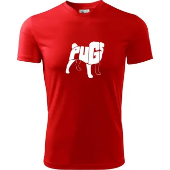 Chlapecké tričko Mops - nazev v těle - Dětské triko sportovní (dresovina) - 134 cm/8 let ( Červená )