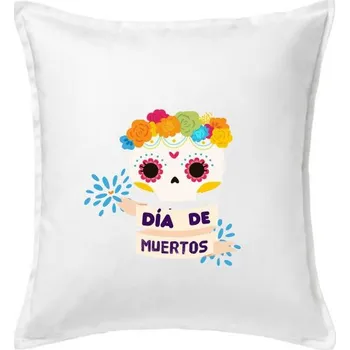 Polštář Dia de muertos - Polštář 50x50 - 50x50 - Včetně výplně ( Bílá )