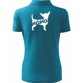 Čivava Máma obrys - Polokošile dámská Pique Polo - S ( Tmavý tyrkys )