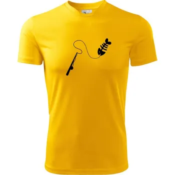 Chlapecké tričko Rybaření - Prut - Dětské triko sportovní (dresovina) - 134 cm/8 let ( Žlutá )