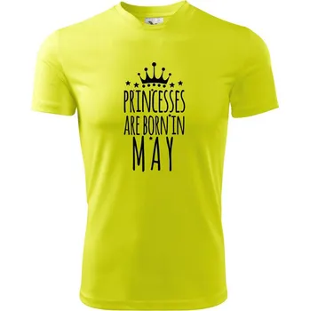 Chlapecké tričko Princesses are born in may - Dětské triko sportovní (dresovina) - 122 cm/6 let ( Neonově žlutá )