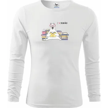 Pánská móda I love reading medvěd - Triko s dlouhým rukávem FIT-T long sleeve - S ( Bílá )