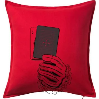 Polštář Poker ruka - Polštář 50x50 - 50x50 - Včetně výplně ( Červená )