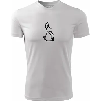 Chlapecké tričko Geometrie - zajíc - Dětské triko sportovní (dresovina) - 122 cm/6 let ( Bílá )