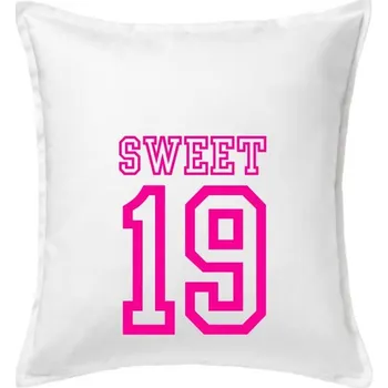 Polštář Sweet 19 - Polštář 50x50 - 50x50 - Včetně výplně ( Bílá )