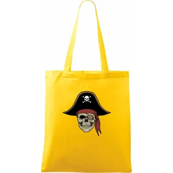 Pirátská lebka s kloboukem - Taška bavlněná - 42 x 38 cm ( Žlutá )