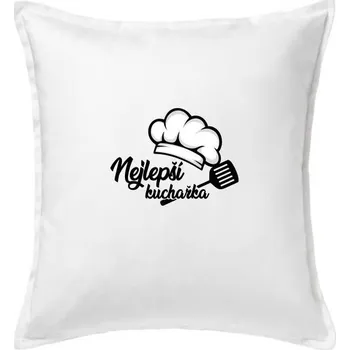 Polštář Nejlepší kuchařka - čepice - Polštář 50x50 - 50x50 - Včetně výplně ( Bílá )