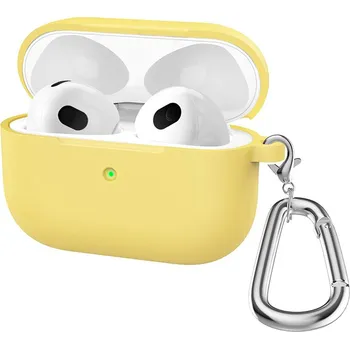 Pouzdro na mobilní telefon Pouzdro / obal pro Apple AirPods 3 - záslepka + karabina - silikonové - žluté