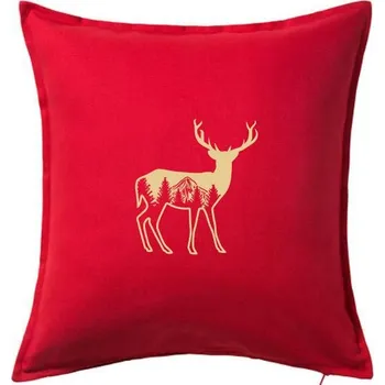 Polštář Jelen a pohoří - Polštář 50x50 - 50x50 - Pouze potah ( Červená )