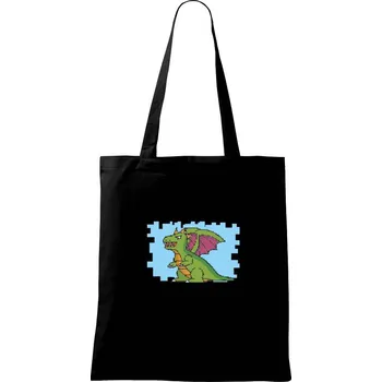 Nákupní taška Gamer - stará hra - drak - Taška bavlněná - 42 x 38 cm ( Černá )