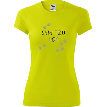 Dámské tričko Shih-tzu mom (Reflexní tlapky) - Dámské Fantasy sportovní (dresovina) - 2XL ( Neonově žlutá )