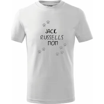 Chlapecké tričko Jack Russell mom (Jack Russell teriér) (Reflexní tlapky) - Tričko dětské bavlněné - 134 cm/8 let ( Bílá )