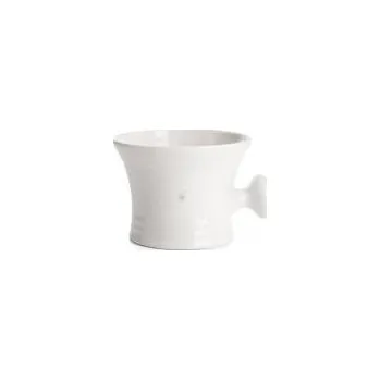 Porcelánový hrnek na holení s držátkem - bílý