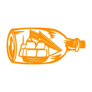 Samolepící dekorace SAMOLEPKA Loď v láhvi 001 pravá (06 - oranžová) NA AUTO, NÁLEPKA, FÓLIE, POLEP, TUNING, VLASTNÍ TEXT, TISK, AUTOSAMOLEPKY.cz, POLEPY, OBRÁZEK, LOGO, SAMOLEPKY