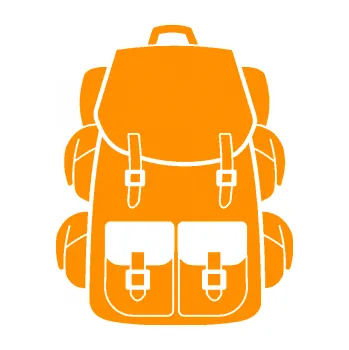 Samolepící dekorace SAMOLEPKA Batoh 001 (06 - oranžová) NA AUTO, NÁLEPKA, FÓLIE, POLEP, TUNING, VLASTNÍ TEXT, TISK, AUTOSAMOLEPKY.cz, POLEPY, OBRÁZEK, LOGO, SAMOLEPKY