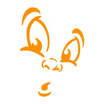 Samolepící dekorace Obličej 002 pravá překvapený (06 - oranžová) SAMOLEPKA NA AUTO, NÁLEPKA, FÓLIE, POLEP, TUNING, VLASTNÍ TEXT, TISK, AUTOSAMOLEPKY.cz, POLEPY, OBRÁZEK, LOGO, 3D STICKERS