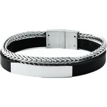 Náramek Pánský kožený náramek z chirurgické oceli S11148200